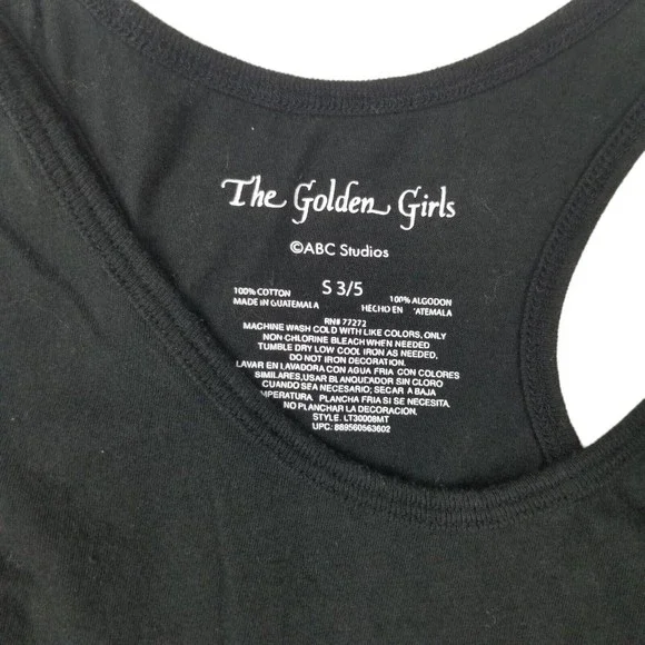 4/$25 The Golden Girls Muscle Tank Juniors Sz S 3/5 Black ABC Quote Shirt - Picture 3 of 9